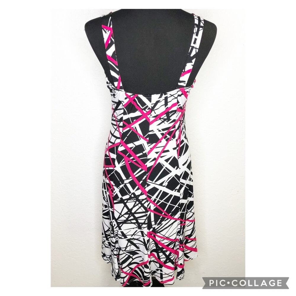 Joseph Ribkoff white black pink splatter stripe graphic midi dress size 10 - Picture 15 of 15